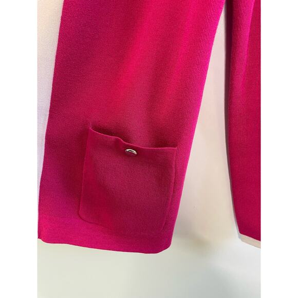 Jones New York Open Cardigan Jersey Long Sleeve Pink White Trim Women's Large - Picture 6 of 10